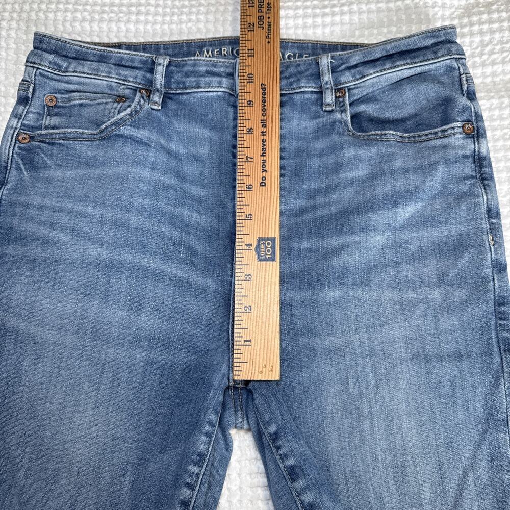 American Eagle Super High Rise Flare Jeans Womens Sz 12 Tall Medium Blue EUC - Picture 6 of 12
